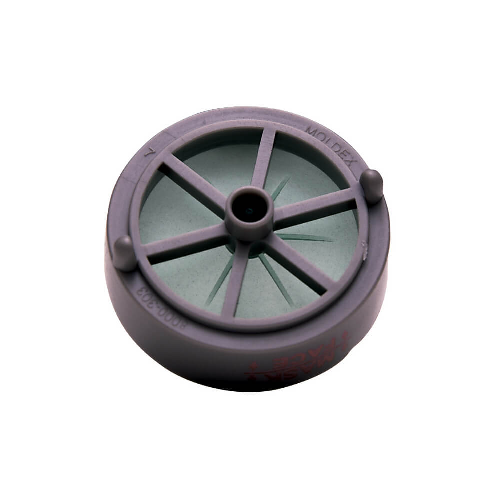 close-up view of disk holder specially designed reusable respirator cartridge filter