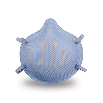 disposable respirator face mask in blue