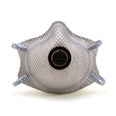 disposable white respirator face mask and black vent