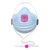 disposable blue respirator face mask and pink vent