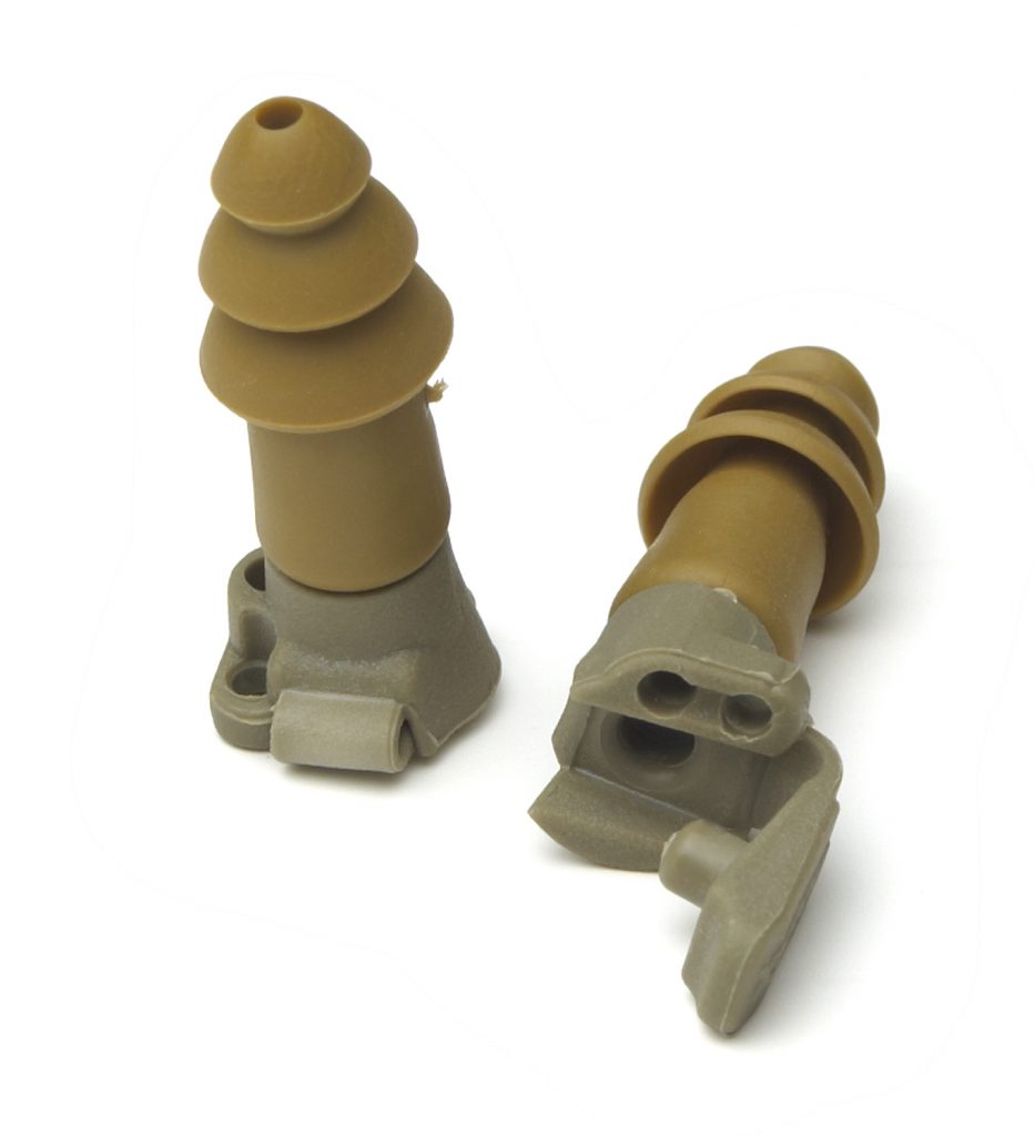 pair of military impulse hearing-protection reusable earplugs
