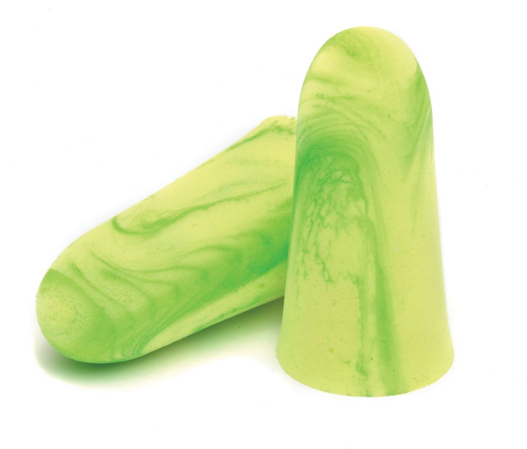 disposable bright green foam earplugs for hearing protection