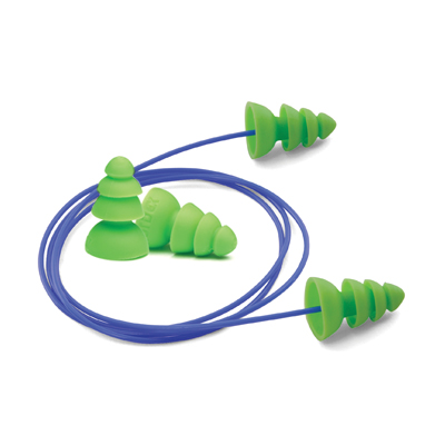 disposable green earplugs and removable cord