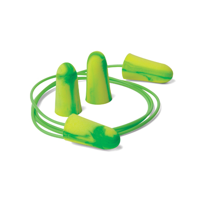 PVC-free disposable green foam earplugs, two pairs