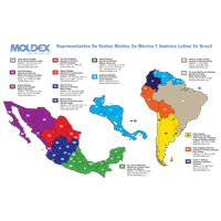 map of Moldex territory managers in Mexico and Latin America
